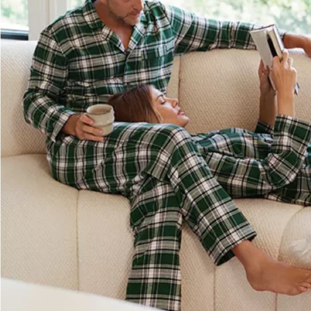 🍃 Eberjey Tartan Plaid Forest Green Pajama Set Men